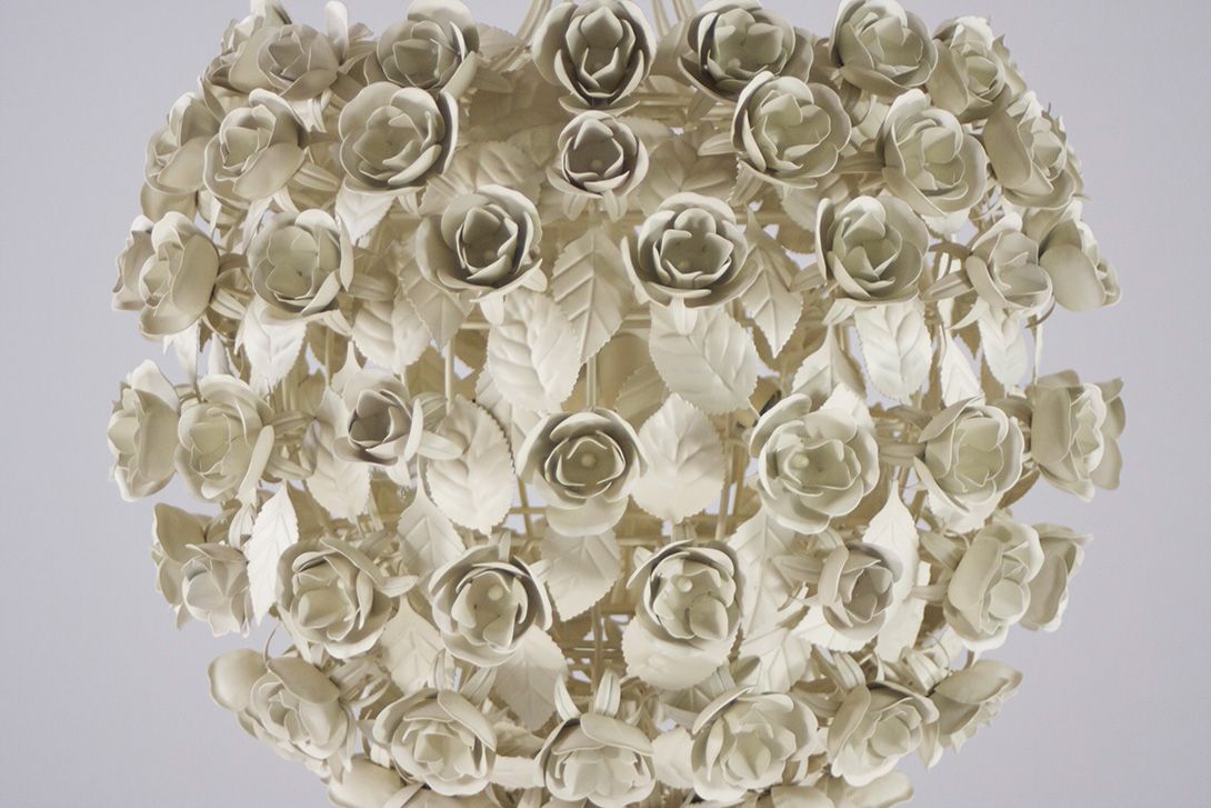 Foto Pendant Lamp Metal Roses France 1970 ø50