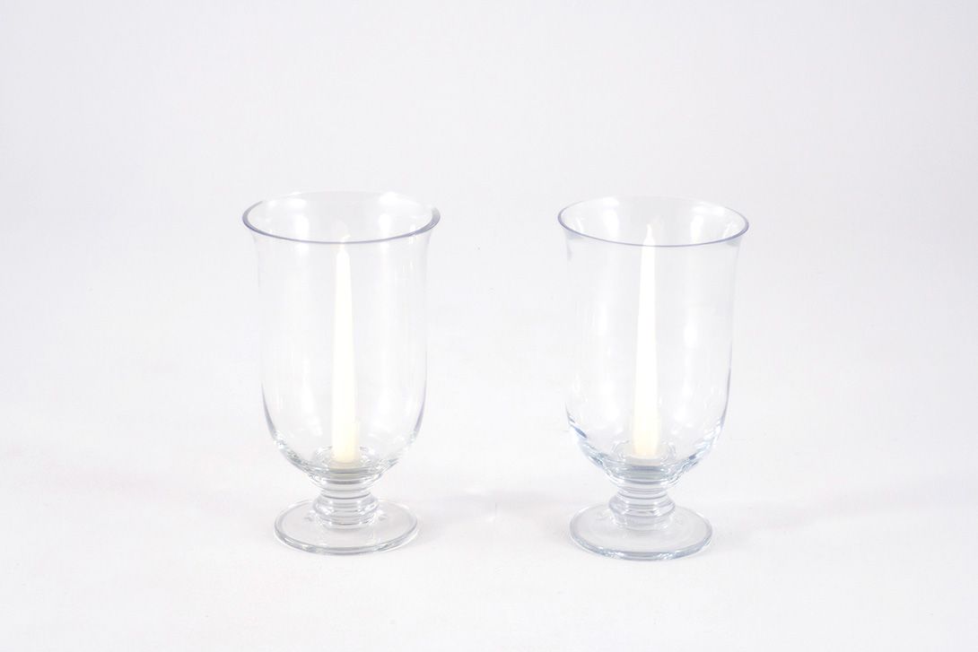 Foto Set of Two Outdoor Glass Candle Holders, Goblet Shape
