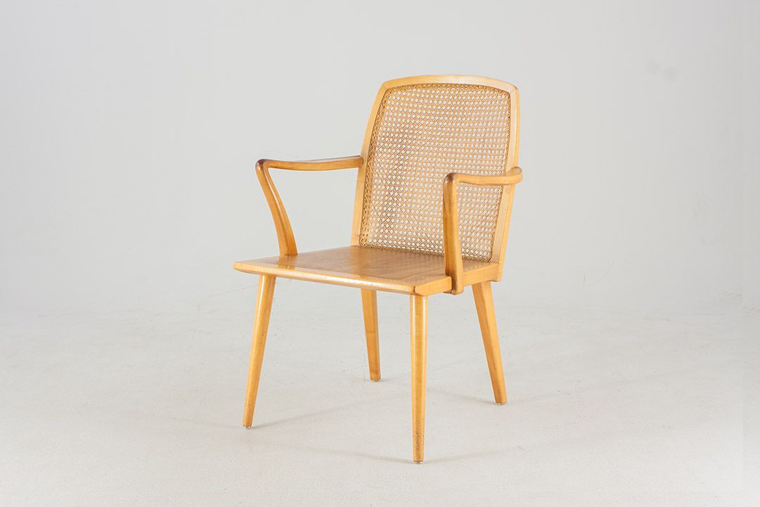 Foto German Wooden Chair with Reed Netting 1912