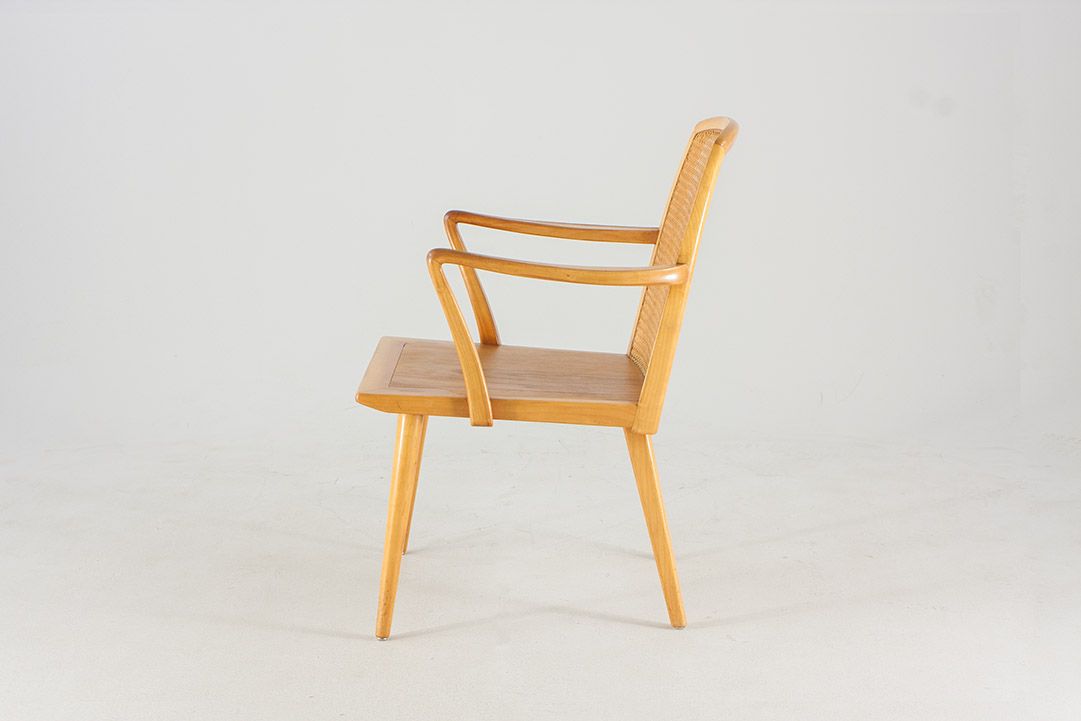 Foto German Wooden Chair with Reed Netting 1912