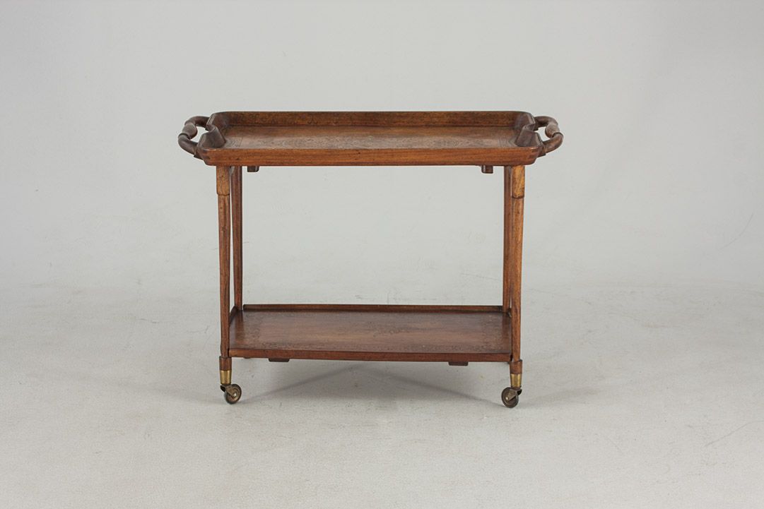 Foto Wooden Serving Table With Gold Pattern Intarsias 1880 h70x50x37