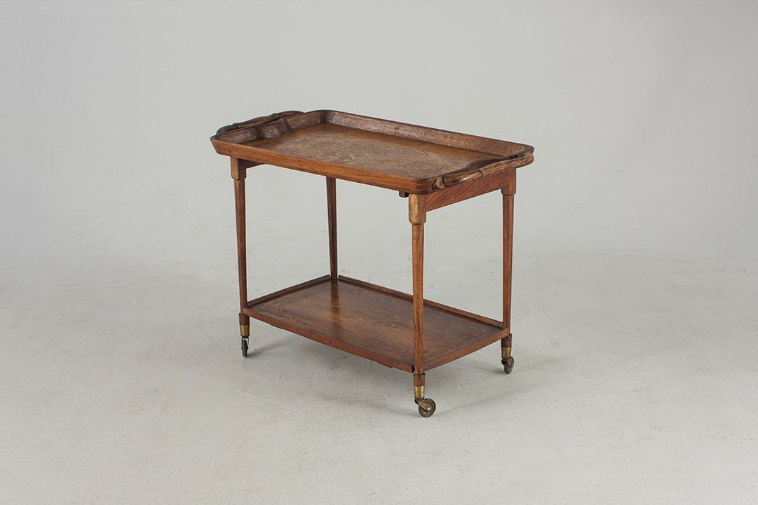 Foto Wooden Serving Table With Gold Pattern Intarsias 1880 h70x50x37