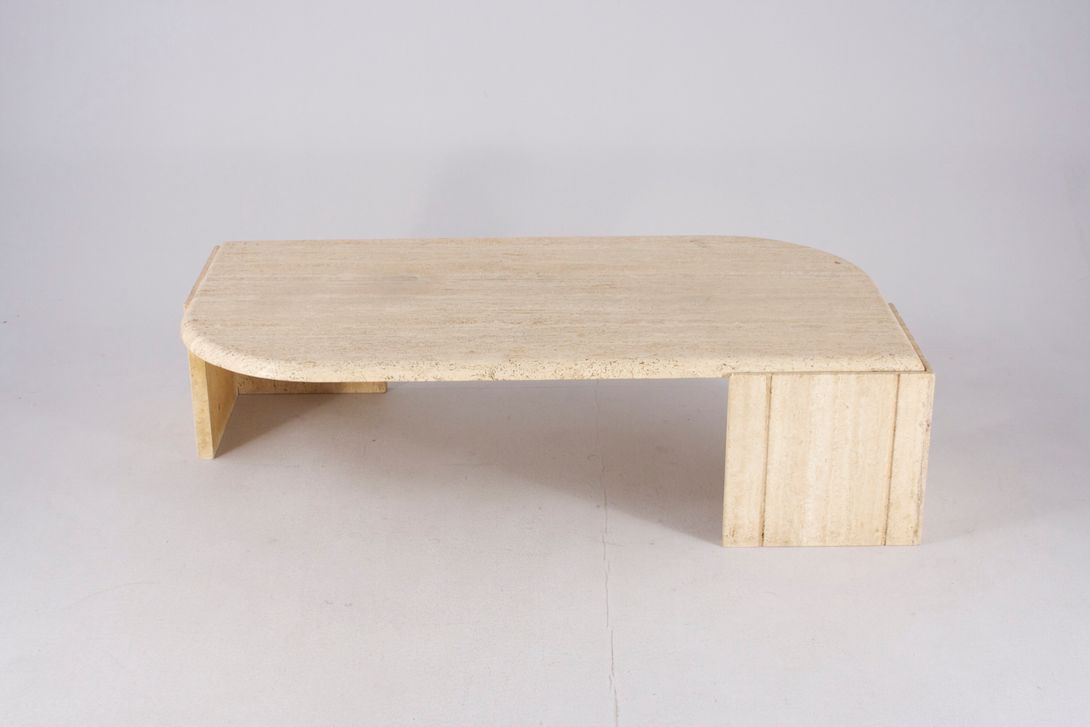 Foto Travertine Coffee Table Paris 1975 h35x134x72 *