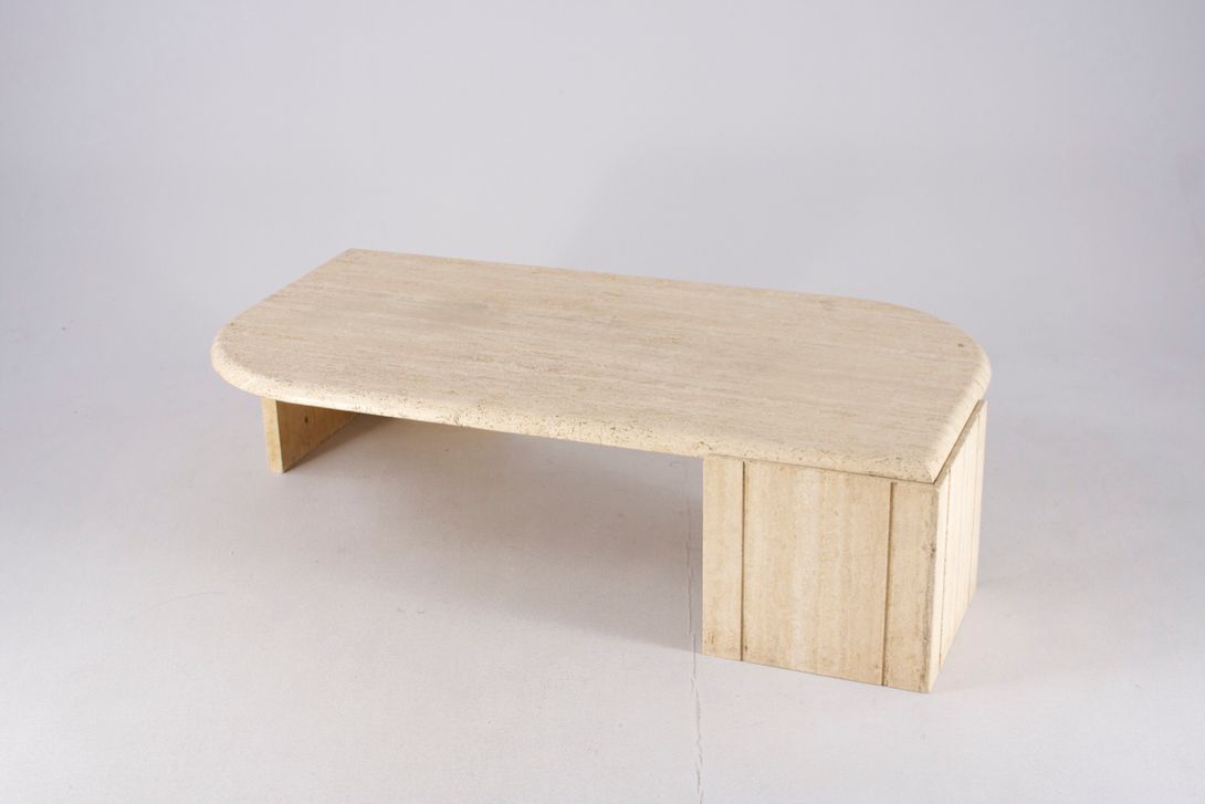 Foto Travertine Coffee Table Paris 1975 h35x134x72 *