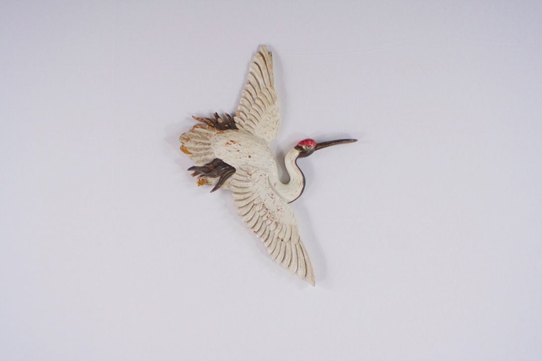Foto Carved Flying Crane Female, Asian Wall Decoration 1964 8A1