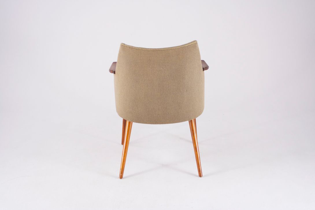 Foto Armchair Beige Upholstery with Wooden Armrests 1957