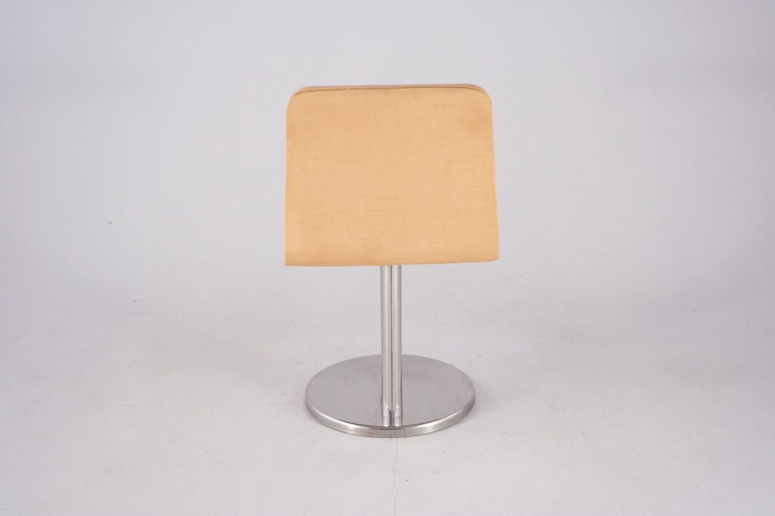 Foto Very Vintage Chair With Beige Upholstery And Chrome Stand Dutch 1979 *