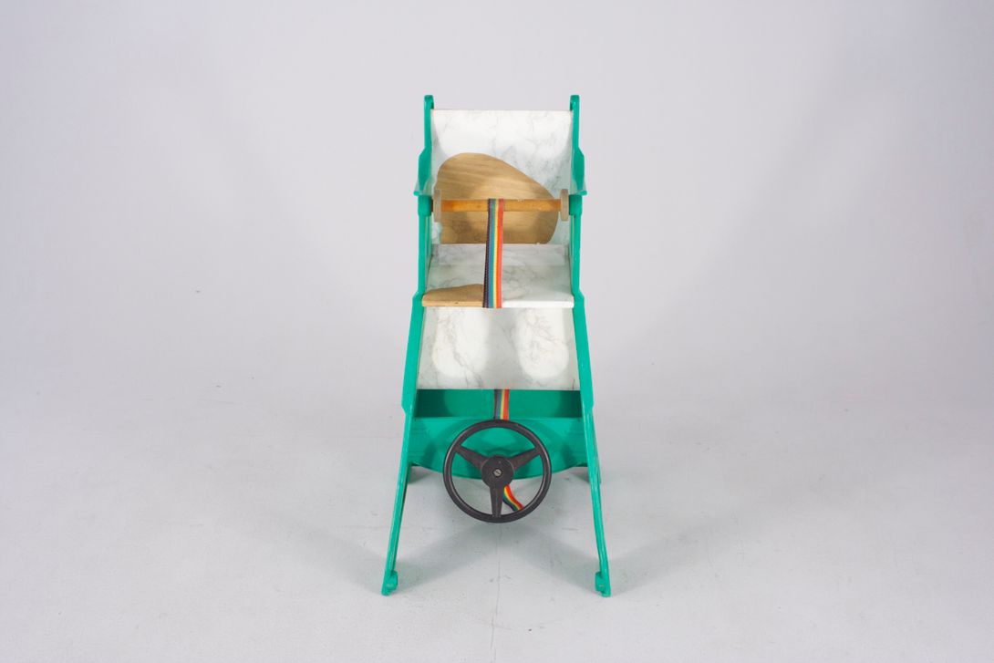 Foto Playful Mint Green Baby&#8217;s High Chair With Steering Wheel *