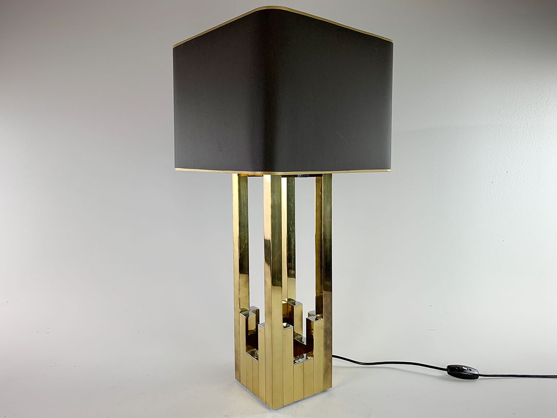Foto Brass Table Lamp With Dark Brown Shade 1963 h80