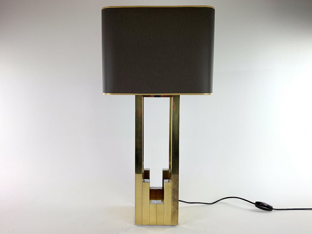Foto Brass Table Lamp With Dark Brown Shade 1963 h80