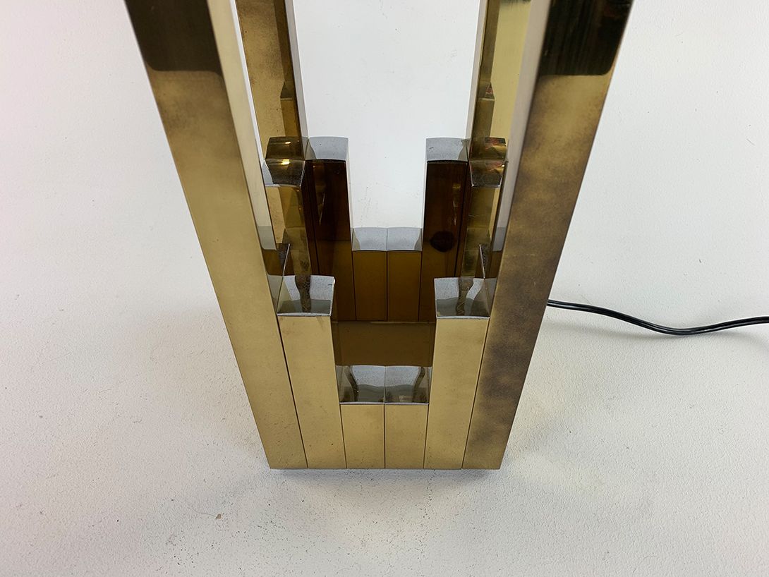 Foto Brass Table Lamp With Dark Brown Shade 1963 h80