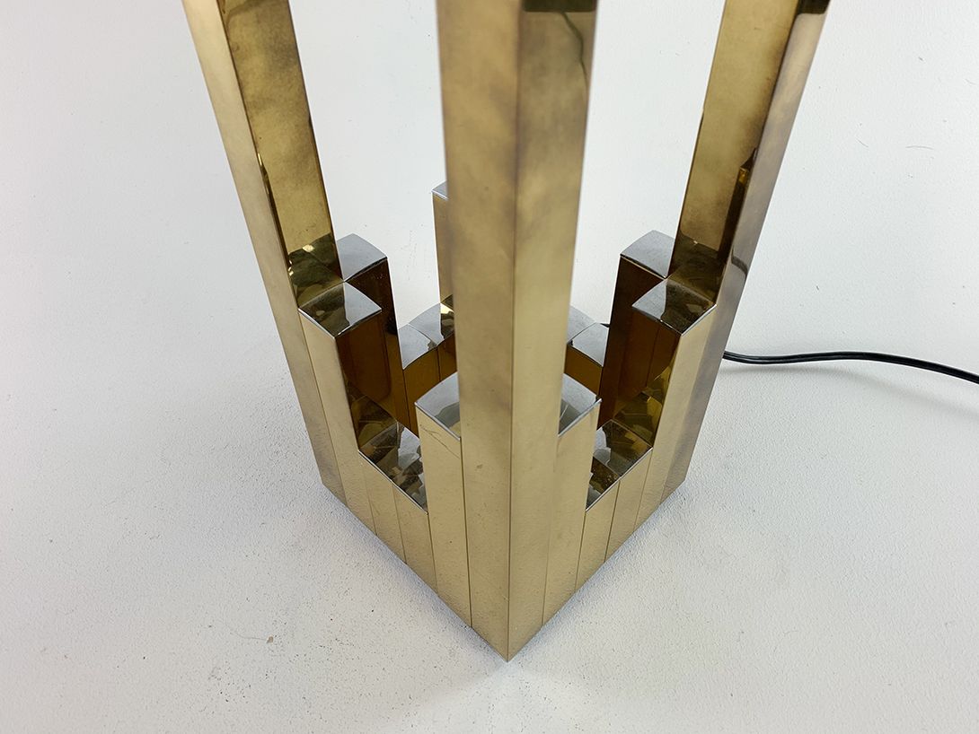 Foto Brass Table Lamp With Dark Brown Shade 1963 h80