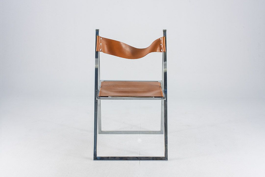 Foto Astonishing Flat Cognac Leather Folding Chair by Lübke