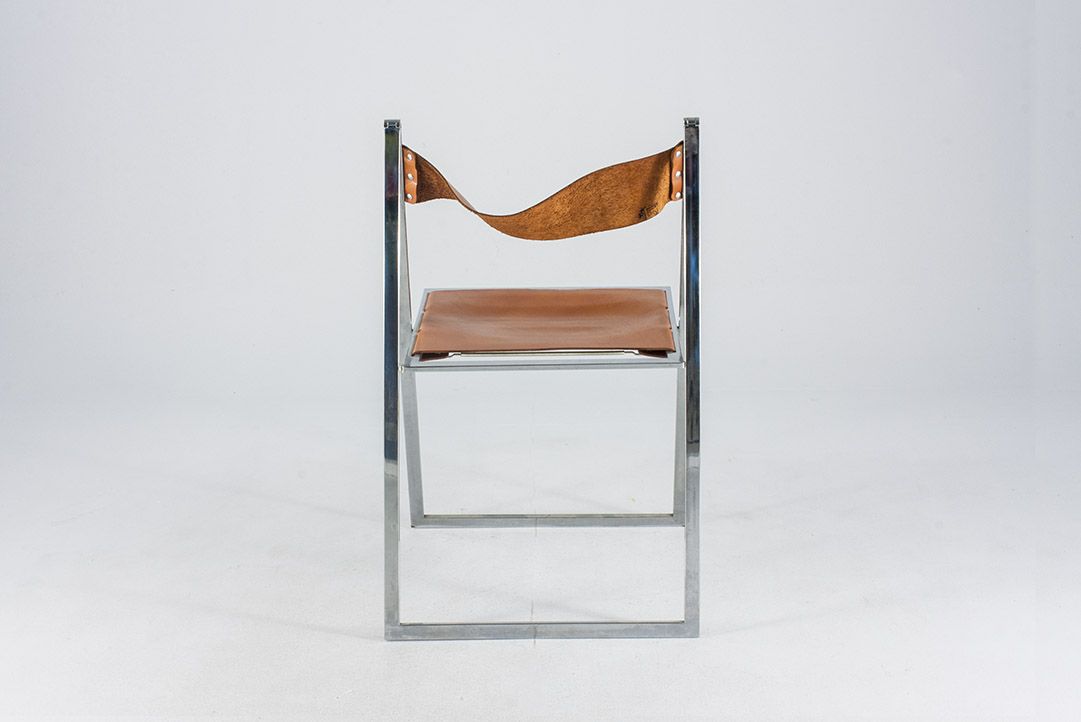 Foto Astonishing Flat Cognac Leather Folding Chair by Lübke