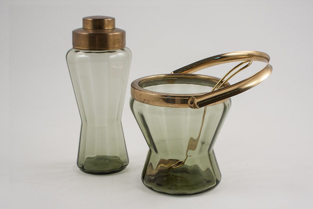 Foto Green Glass Ice Bucket