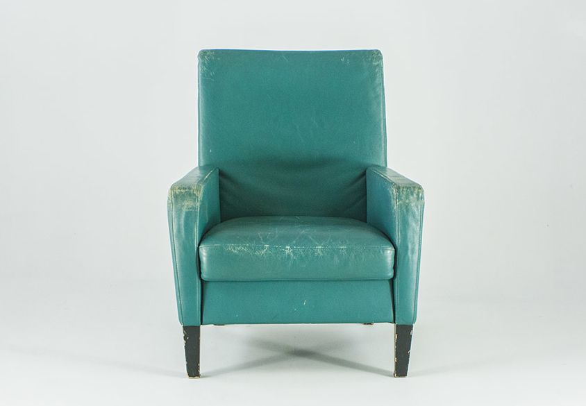 Foto Turquoise Danish Leather Armchair