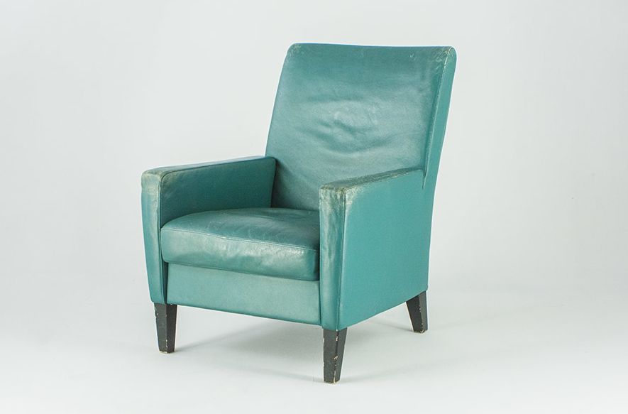 Foto Turquoise Danish Leather Armchair