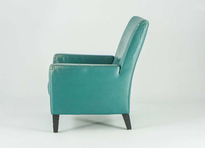 Foto Turquoise Danish Leather Armchair