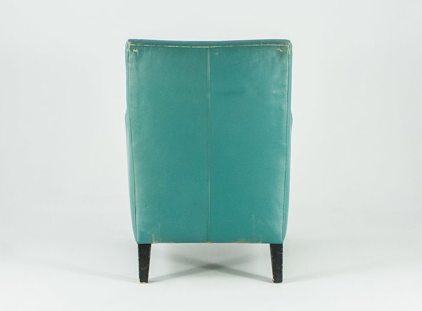 Foto Turquoise Danish Leather Armchair