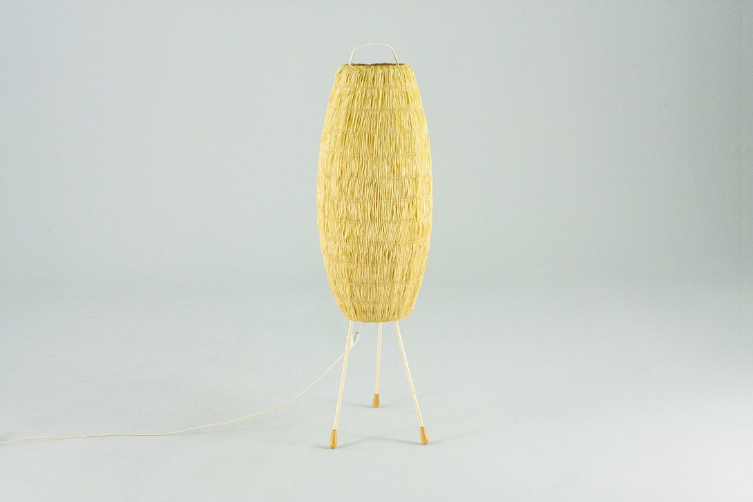 Foto Tripod Basket Floor Lamp Beige and White h94 G1