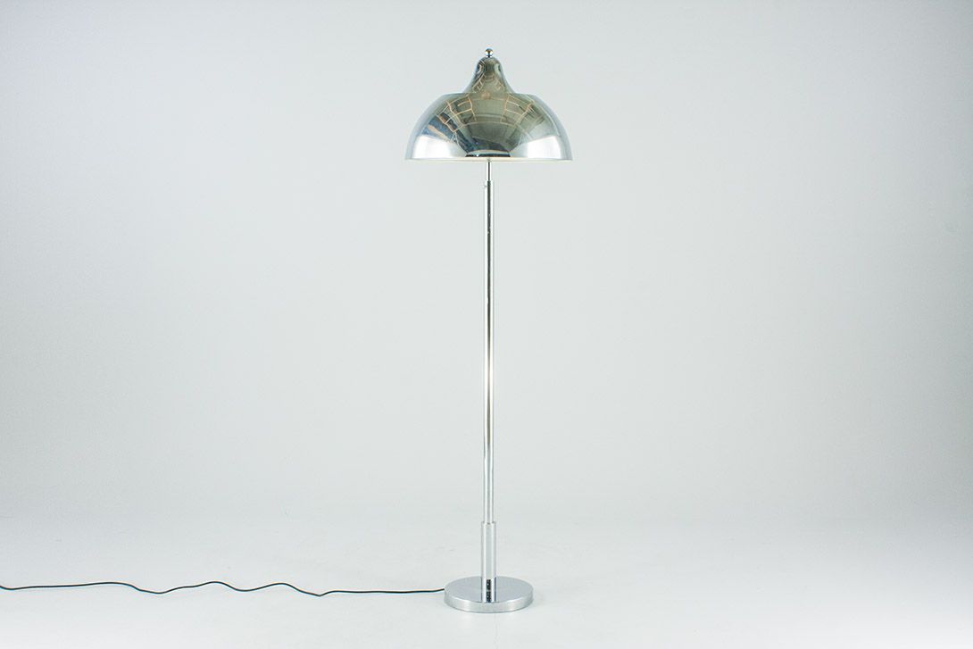 Foto Chrome Floor Lamp with Bell-Shaped Shade 1966 h160 C1+