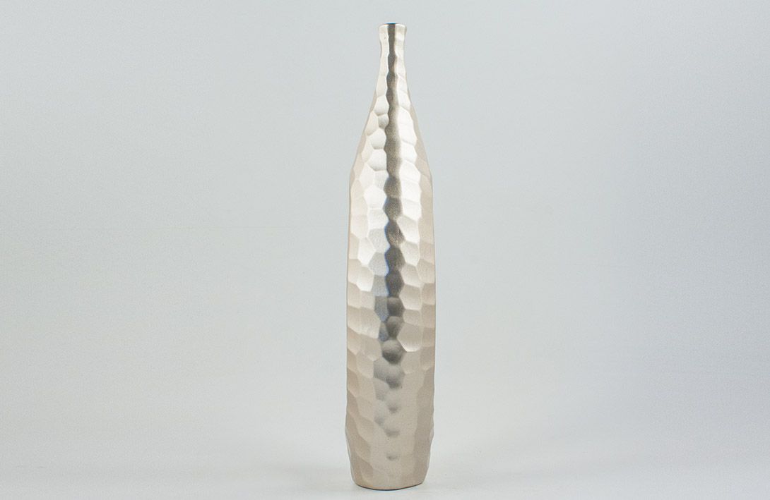 Foto Oval Aluminum Vase Surreal Form Spain 1973 h43