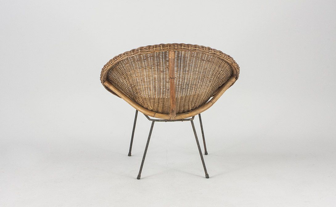 Foto Round Rattan Wicker Chair France 1962