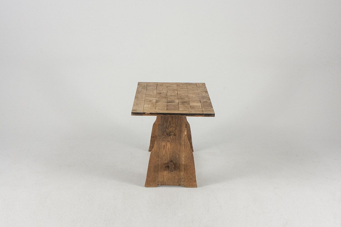 Foto Vintage Bench with Rectangular Wood Sampled Surface h45x84x45