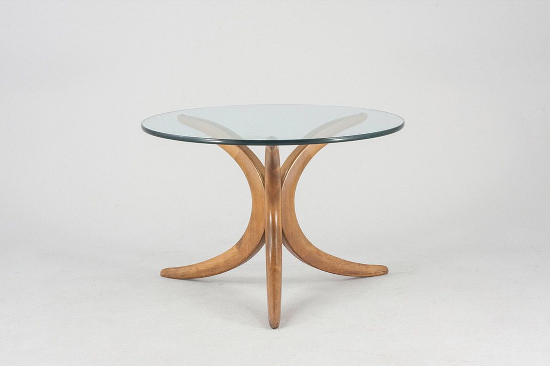 Foto Round Coffee Table with Curved Wooden Legs 1926 h50x75