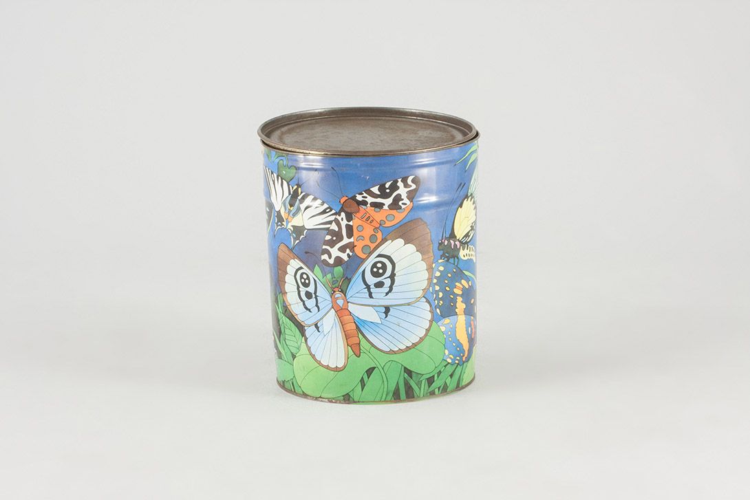 Foto Cylindrical Metal Box with Butterfly Meadows Immage h42x35