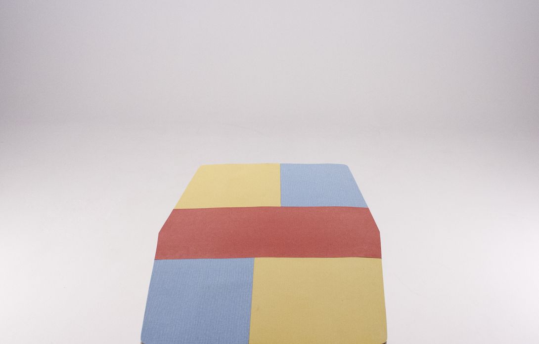 Foto Coffee Table with Colorful Lino Pierced Surface Prague 1962 h57x75x42