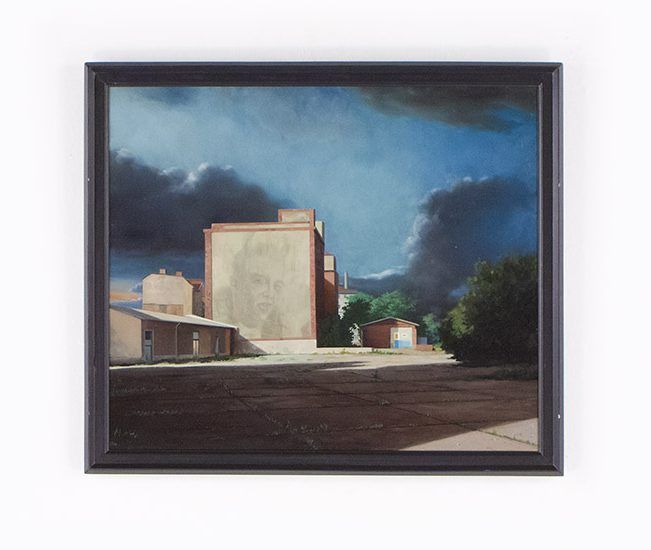 Foto Oil Painting Diabolic Watermark on House Front 1998 ​h41x65 7C6