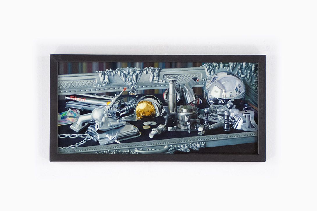 Foto Painting 1993 Still Life Metal Trash h34x75 11B4