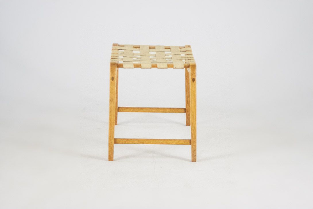 Foto Bauhaus Stool with Textile Striped Seat Germany 1936