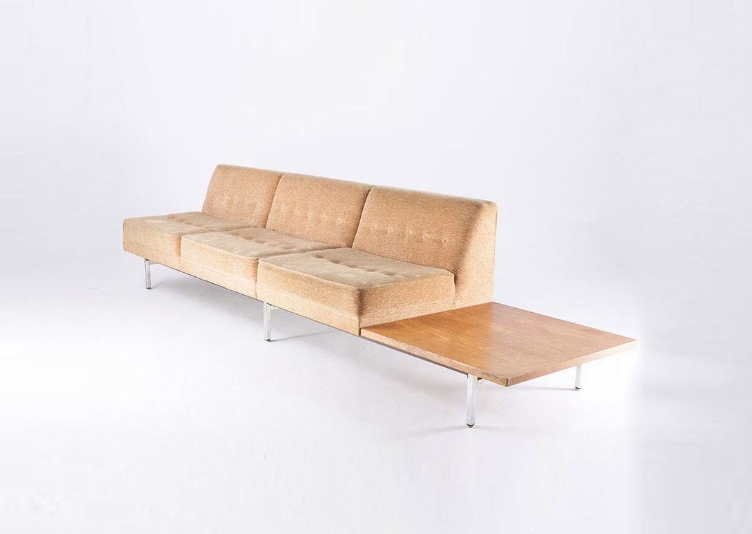 Foto Beige Velvet Modular George Nelson Sofa for Herman Miller