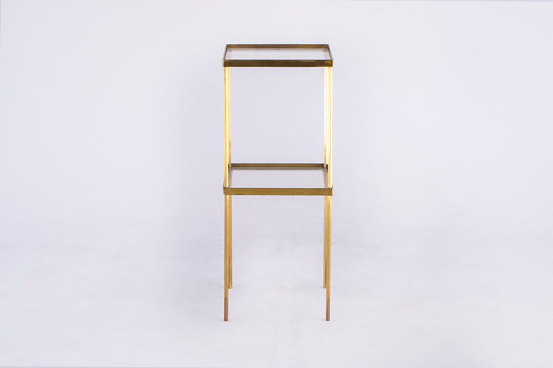 Foto Side Table with Brass Frame and Glass Tabletop h72x31x29