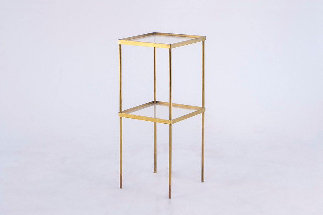Foto Side Table with Brass Frame and Glass Tabletop h72x31x29