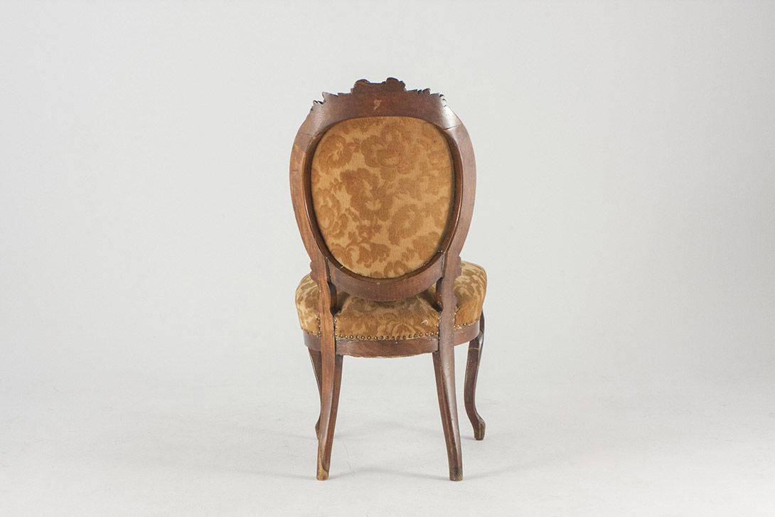 Foto Chair with Carved Back and Flower Patterned Upholstery