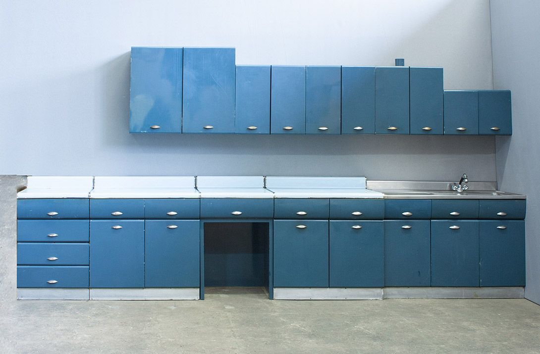 Foto Blue Metal Kitchen with Sink Italy 1958