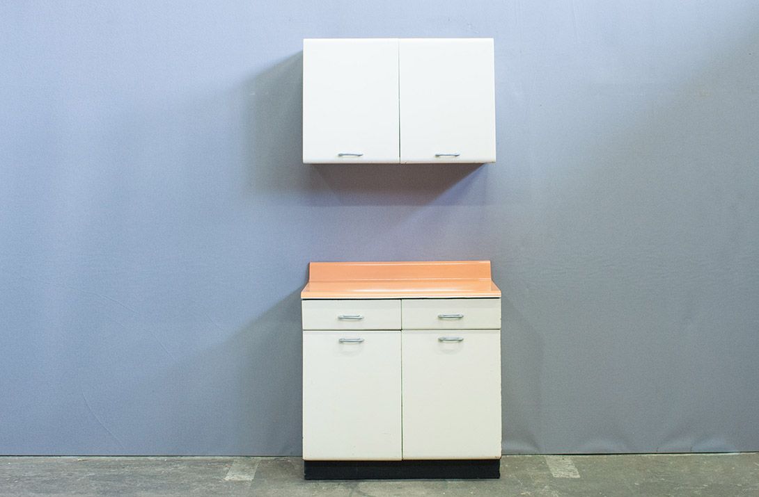 Foto White Metal Kitchen with Orange Worktop Part 2 Italy 1960