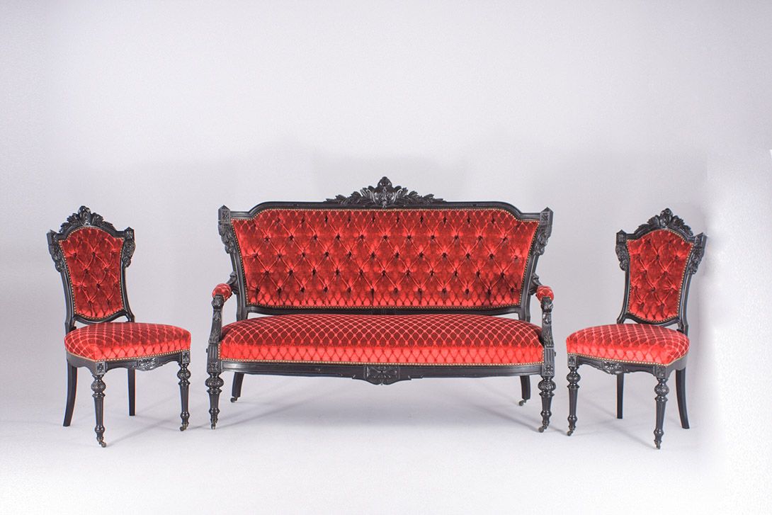 Foto Empire Sofa with Red Velvet Upholstery h115x170x65