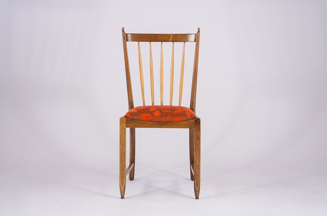 Foto Tapiovaara Chair with Orange Upholstery Seat 1955