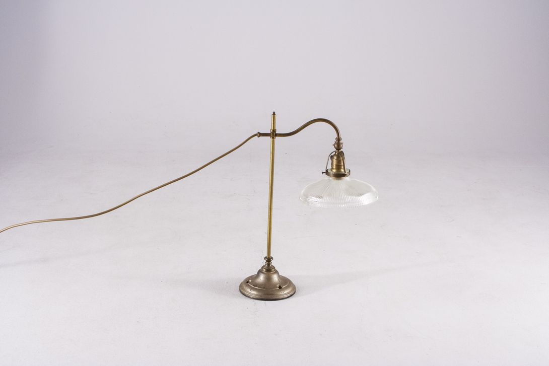 Foto Brass Office Lamp with Glass Shade 1914 ​h52