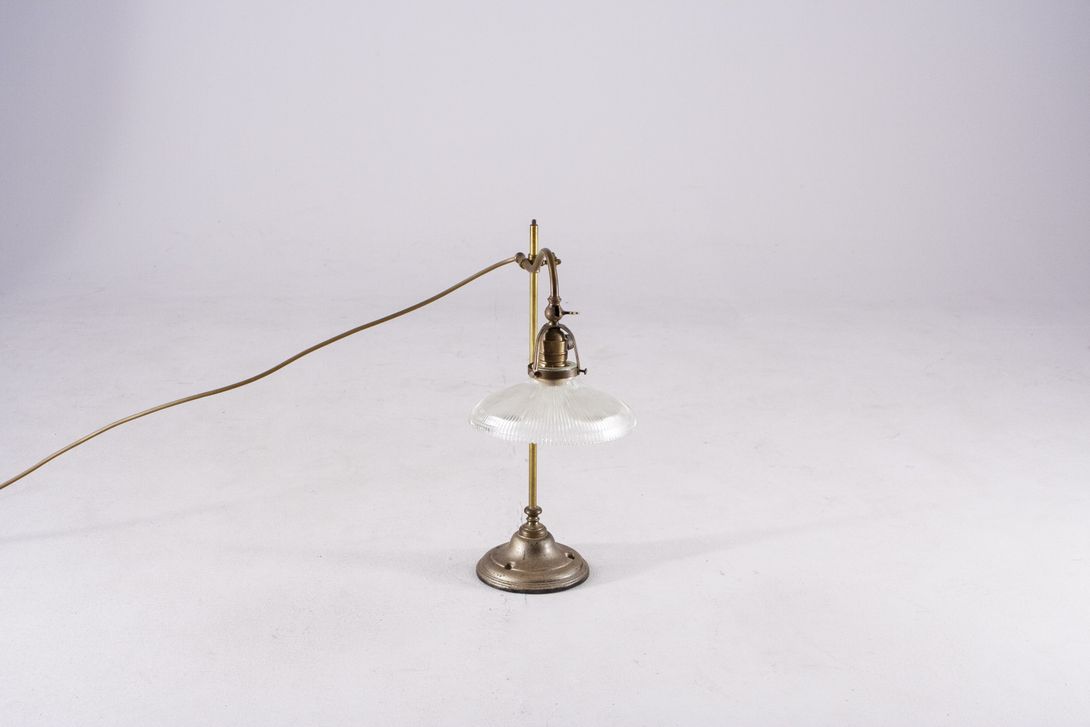 Foto Brass Office Lamp with Glass Shade 1914 ​h52