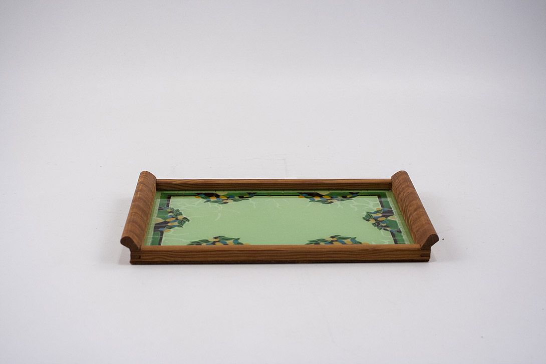 Foto Green Patterned Tray L31 GDR 1958