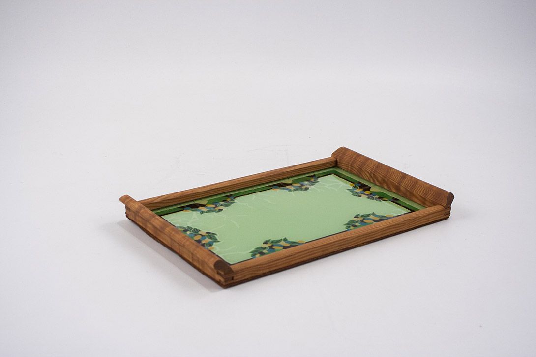 Foto Green Patterned Tray L31 GDR 1958
