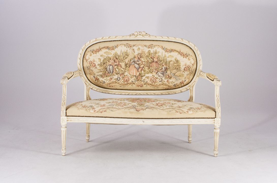 Foto Classicism Gobelin Sofa Rheinsberg 1890
