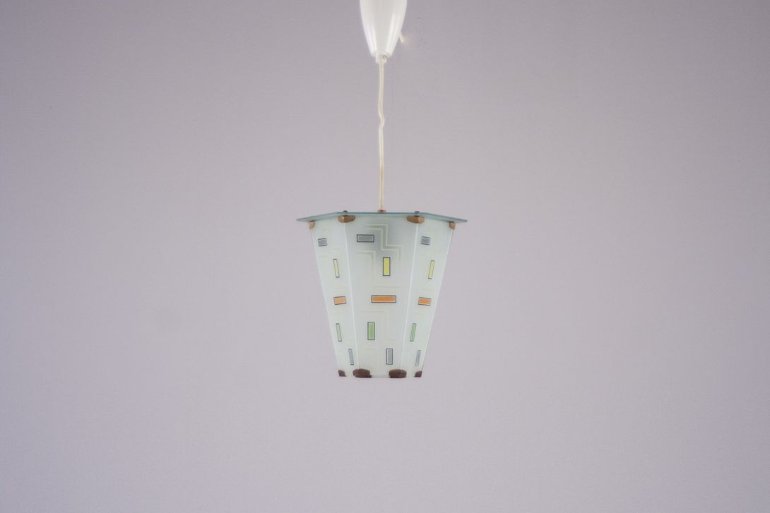 Foto Glass Pendant Lamp with Colorful Squared Pattern 1951 ø23