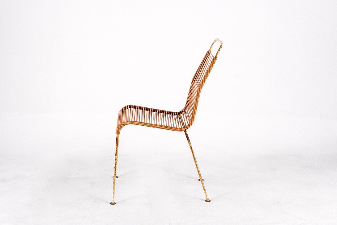 Foto Yellow Rubber Cord Garden Chair GDR 1964