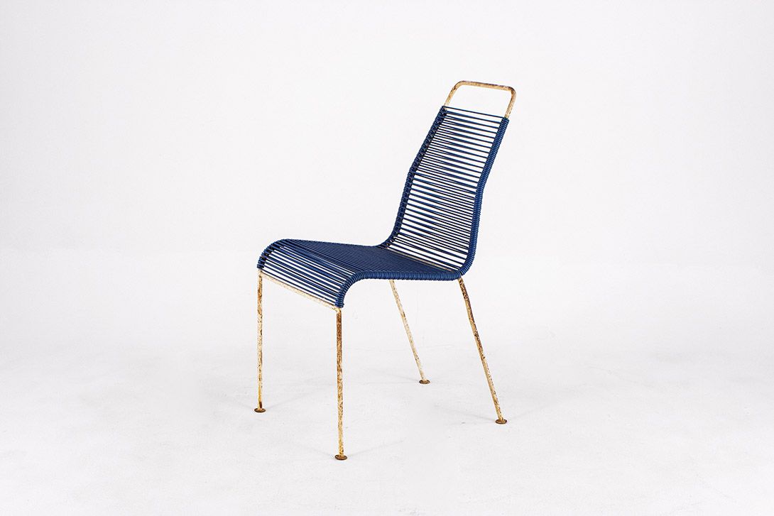 Foto Blue Rubber Cord Garden Chair GDR 1964